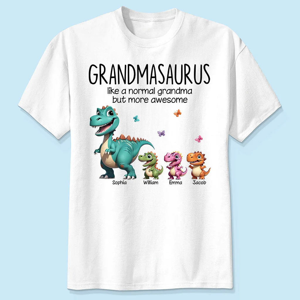 Maglietta Personalizzata Grandmasaurus E Bambini Effetto 3D Dinosauri, Regalo Per La Festa Della Mamma Per La Nonna