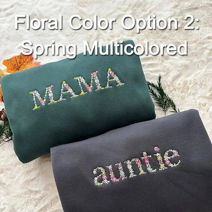 Individuell besticktes Blumen-Mama-T-Shirt & Sweatshirt