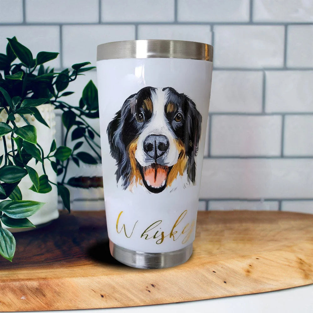 Gobelets personnalisés avec portrait d'animal peint à la main, cadeau d'anniversaire ou de Noël pour les amoureux des animaux