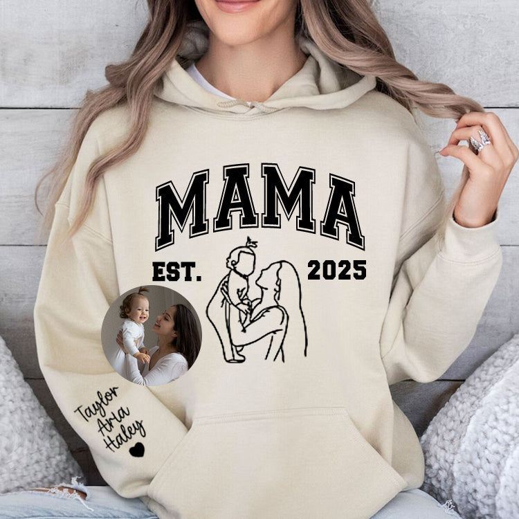 Felpa MAMA Sweatshirt Forever – Felpa personalizzata con contorno foto con nomi dei bambini e anno