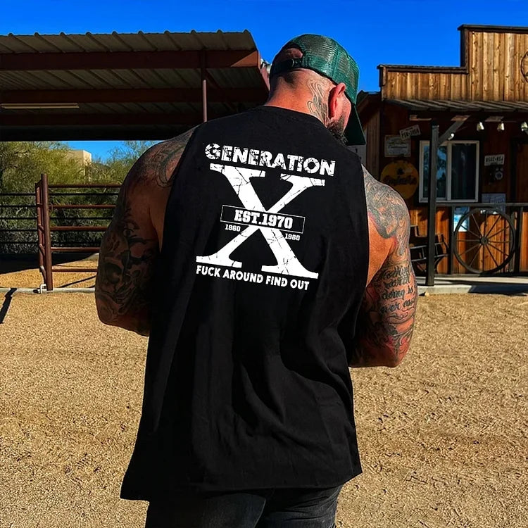 GenX Baumwoll-Tanktop | Fuck Around Find Out Custom EST für die Generation 1965-1980