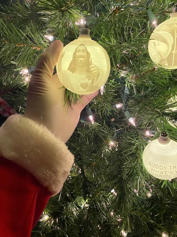 Custom 3D printed personalized Christmas warm white LED lighting decorative ball