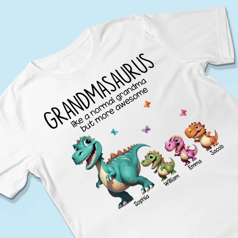 Maglietta Personalizzata Grandmasaurus E Bambini Effetto 3D Dinosauri, Regalo Per La Festa Della Mamma Per La Nonna