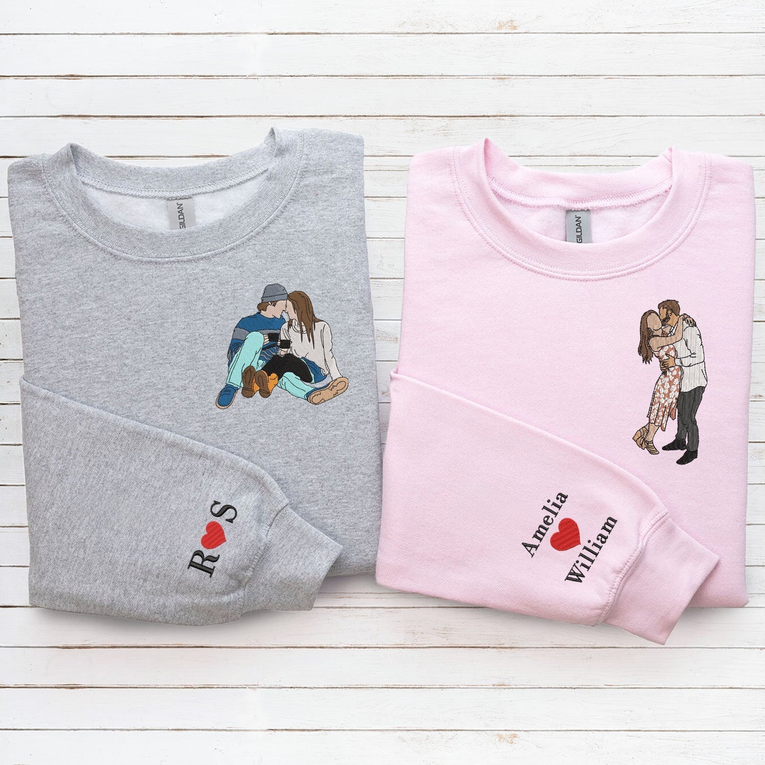 Paar Geschenke Stickerei Sweatshirt, Valentinstag Geschenke, Personalisiertes Foto Stickerei Sweatshirt, Personalisiert, Ich liebe dich so sehr 
