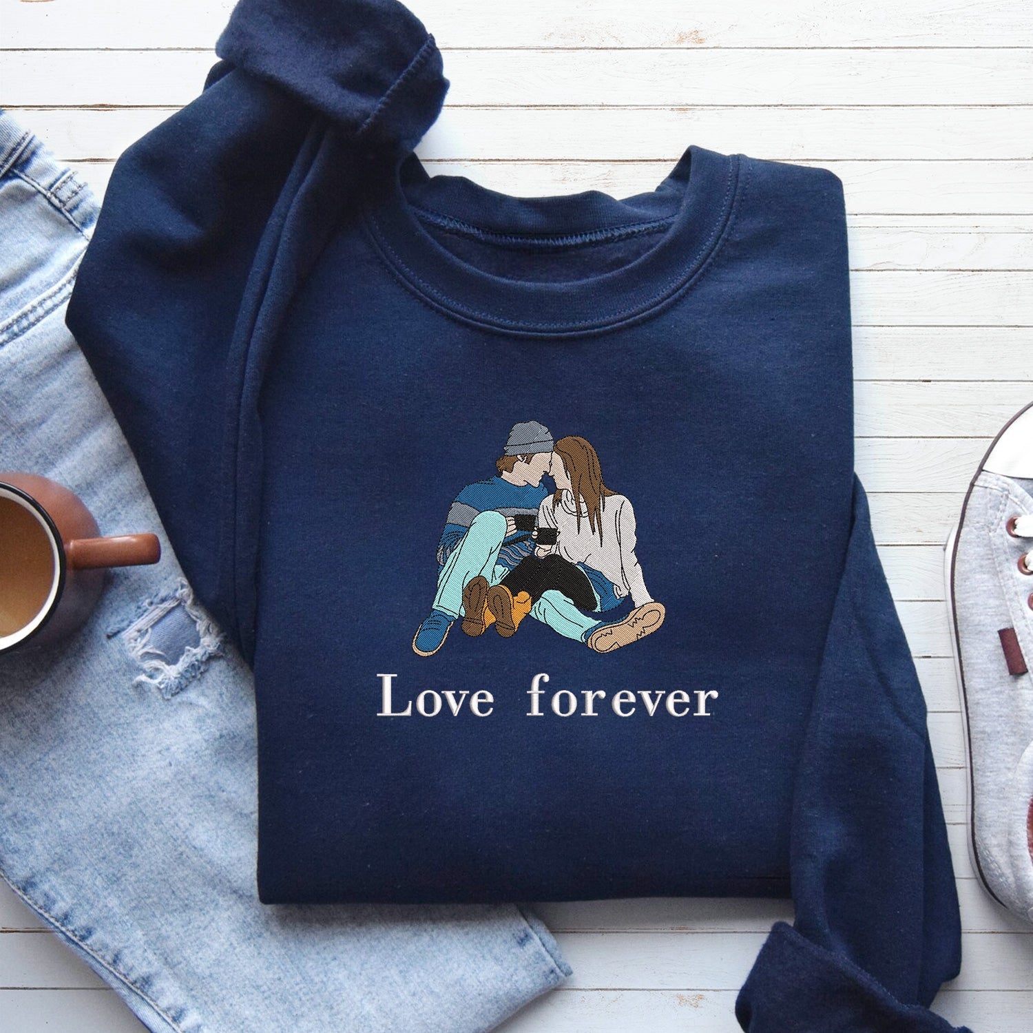 Paar Geschenke Stickerei Sweatshirt, Valentinstag Geschenke, Personalisiertes Foto Stickerei Sweatshirt, Personalisiert, Ich liebe dich so sehr 