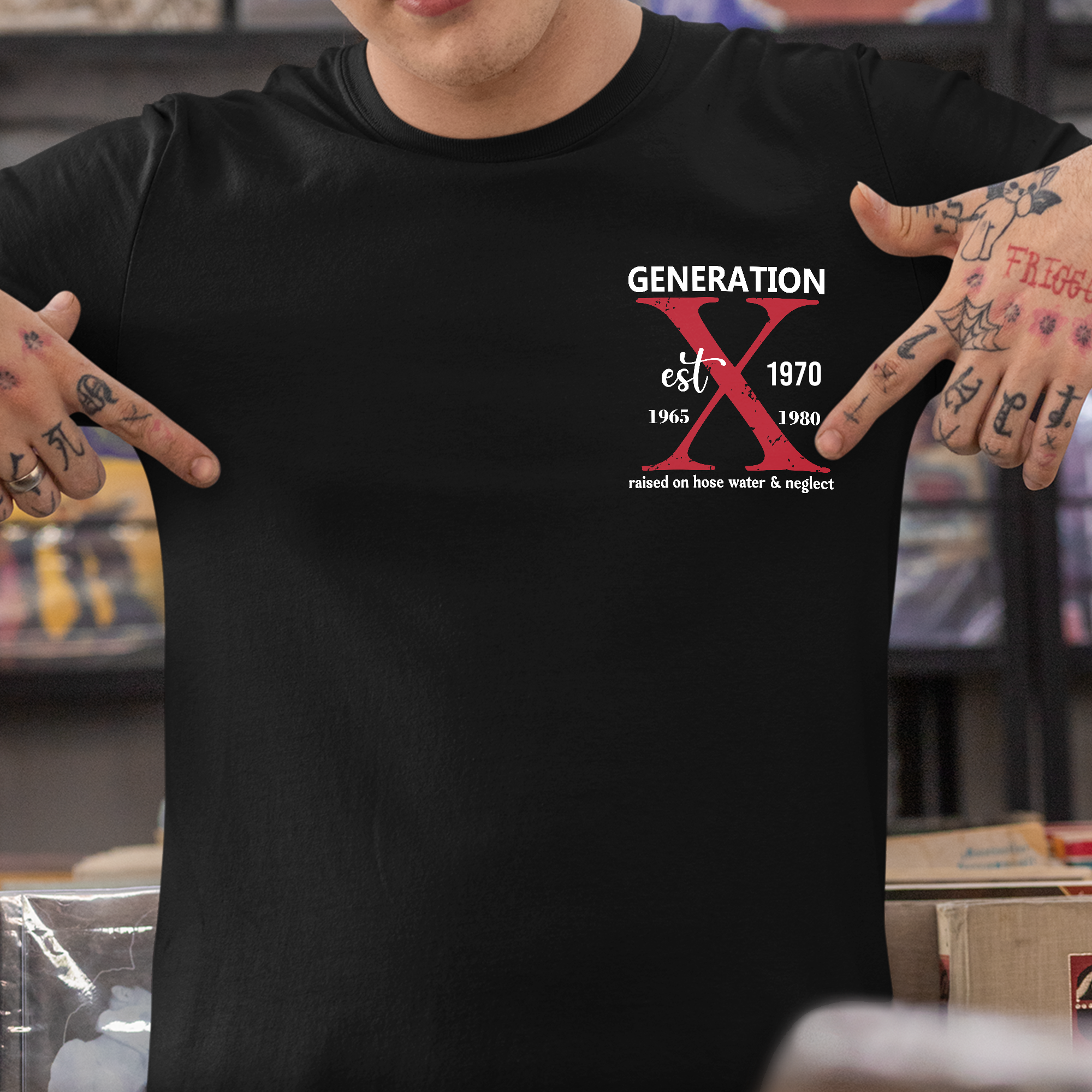 T-shirt personalizzata Generation X con anno di nascita sul petto