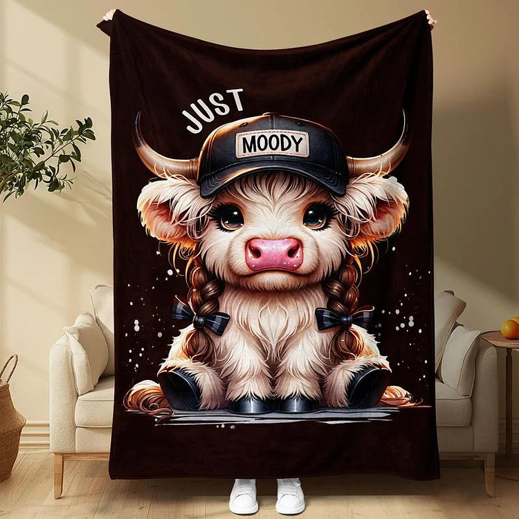 Manta con patrón de vaca Highland, manta suave y cómoda