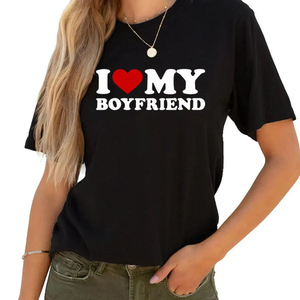 I Love My Boyfriend Graphic Tee - Trendy Casual Women's T-Shirt