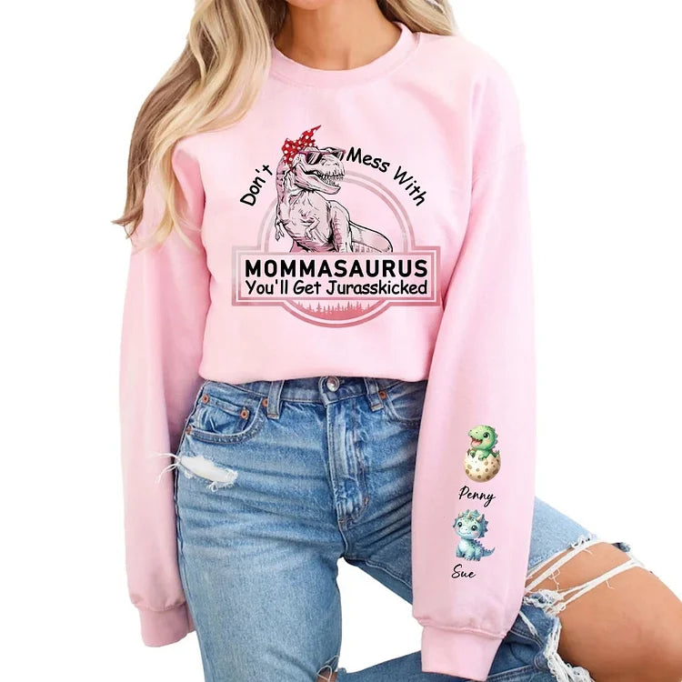 Sudadera Don't Mess With Mamasaurus con mangas estampadas - Día de la Madre