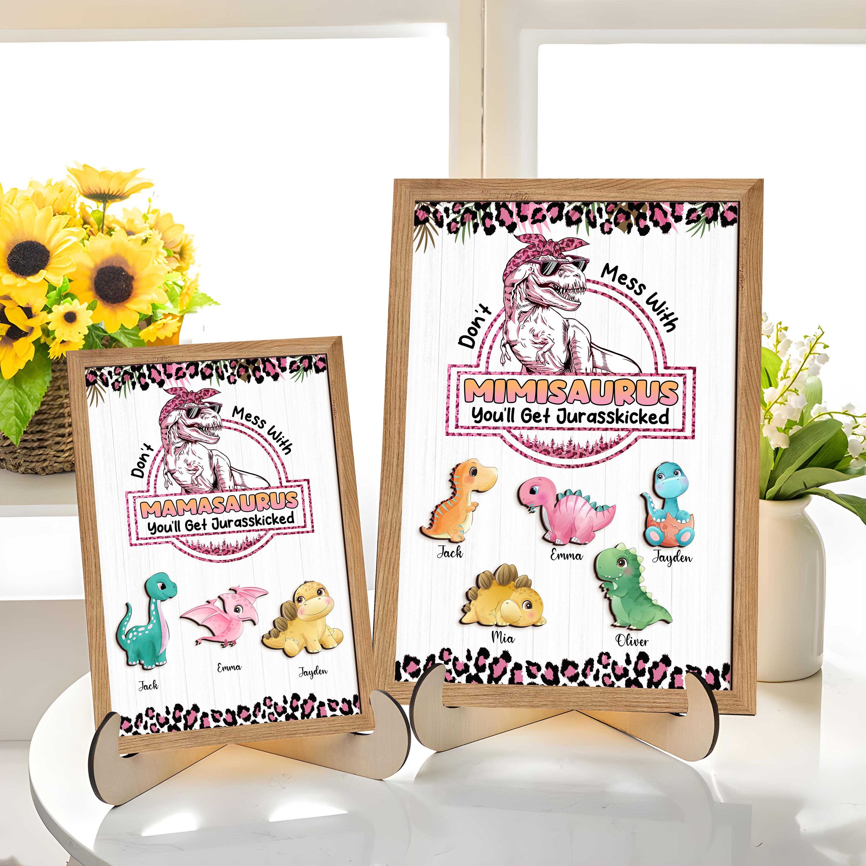Ne Cherchez Pas Les Enfants De Mamasaurus Mimisaurus - Plaque En Bois Personnalisée - Cadeau Pour Maman