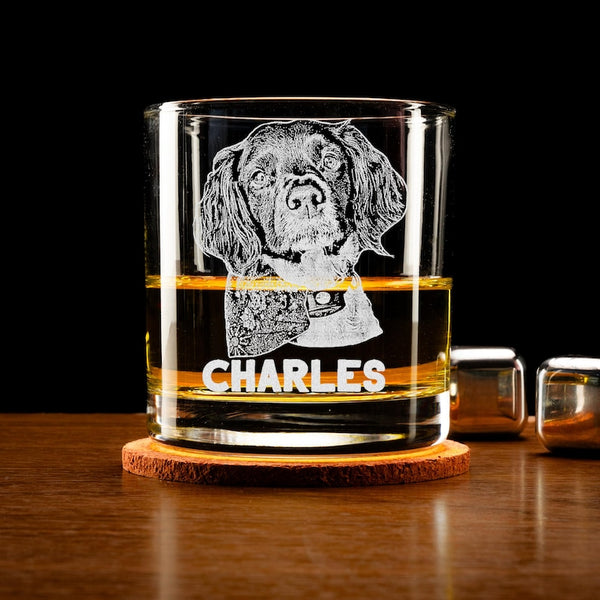 Custom Pet Face Rock Whiskey Glass