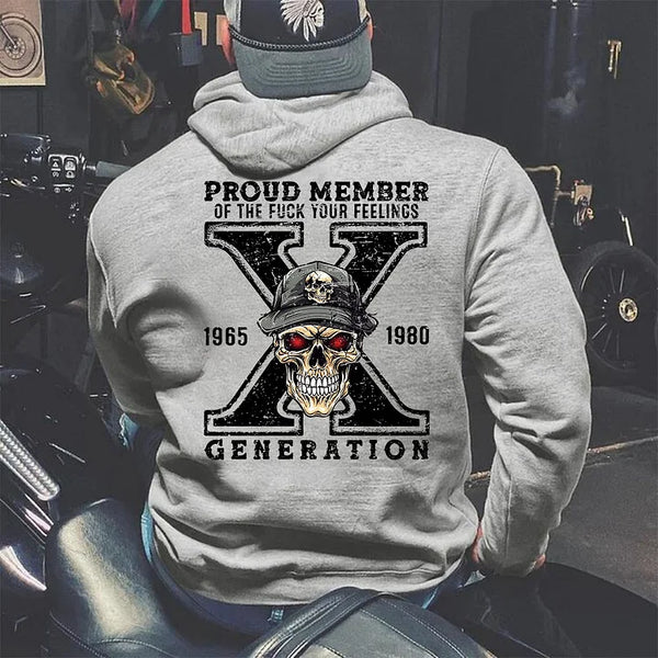 Generation X Skull Design Sweatshirt Custom Est. Year On Chest Proud Member of the Fuck you Feelings Unisex Clothing