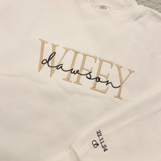 Sudadera con bordado personalizado Wifey, Hubby, Bride, regalos para el Día de San Valentín
