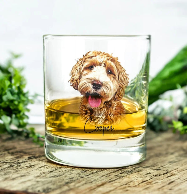 Custom Pet Portrait Whiskey Glass