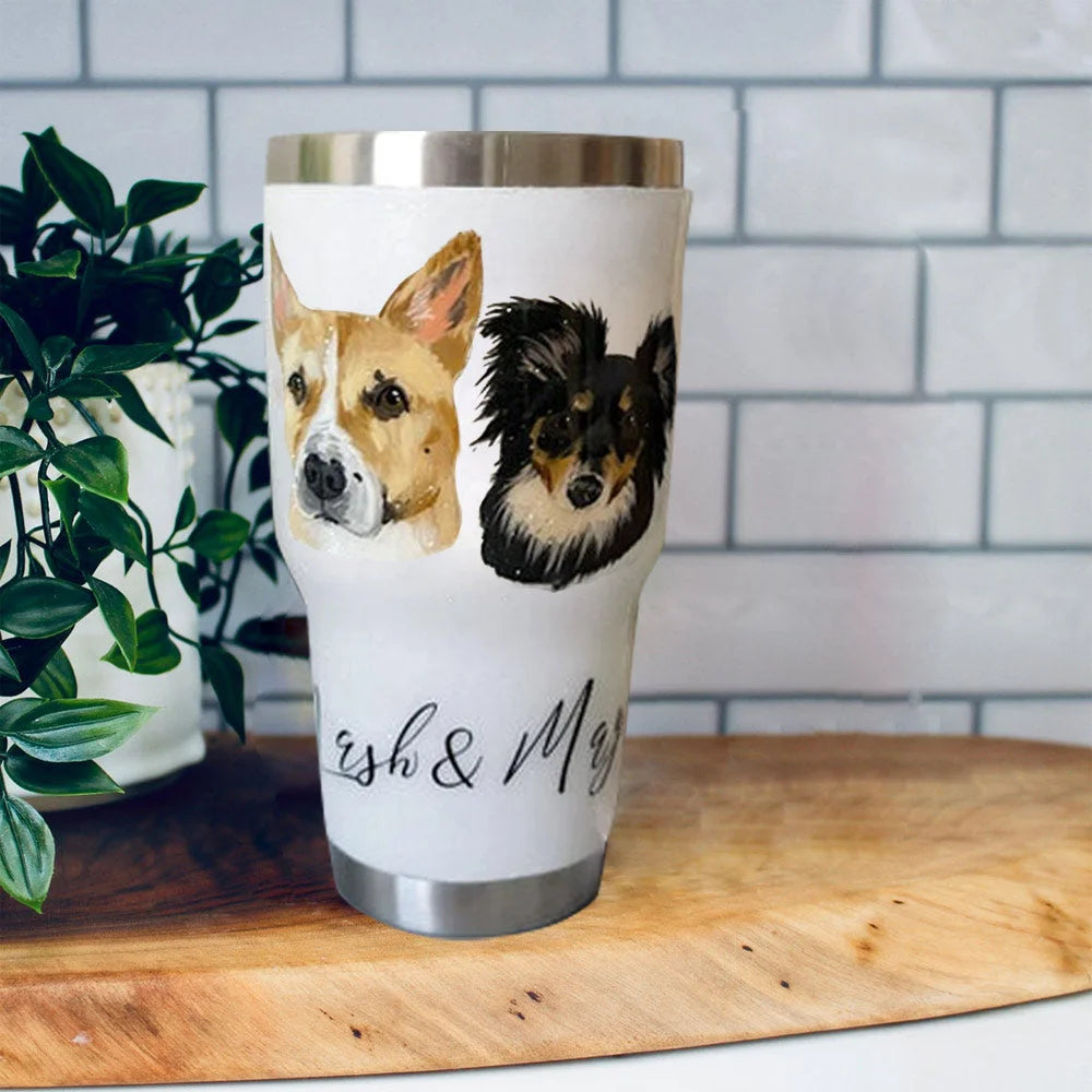 Gobelets personnalisés avec portrait d'animal peint à la main, cadeau d'anniversaire ou de Noël pour les amoureux des animaux