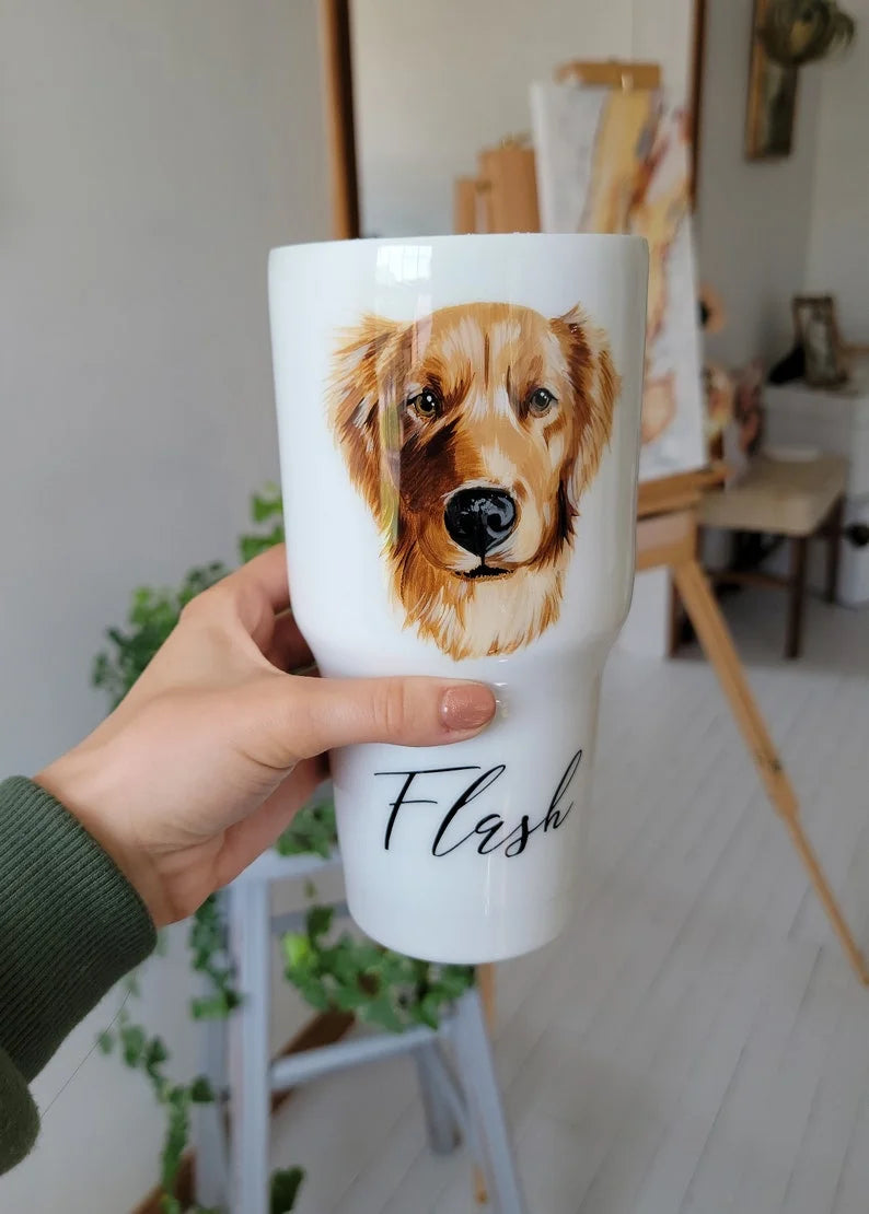Gobelets personnalisés avec portrait d'animal peint à la main