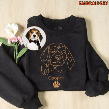 Sweat-shirt et sweat à capuche à col rond avec dessin linéaire brodé personnalisé