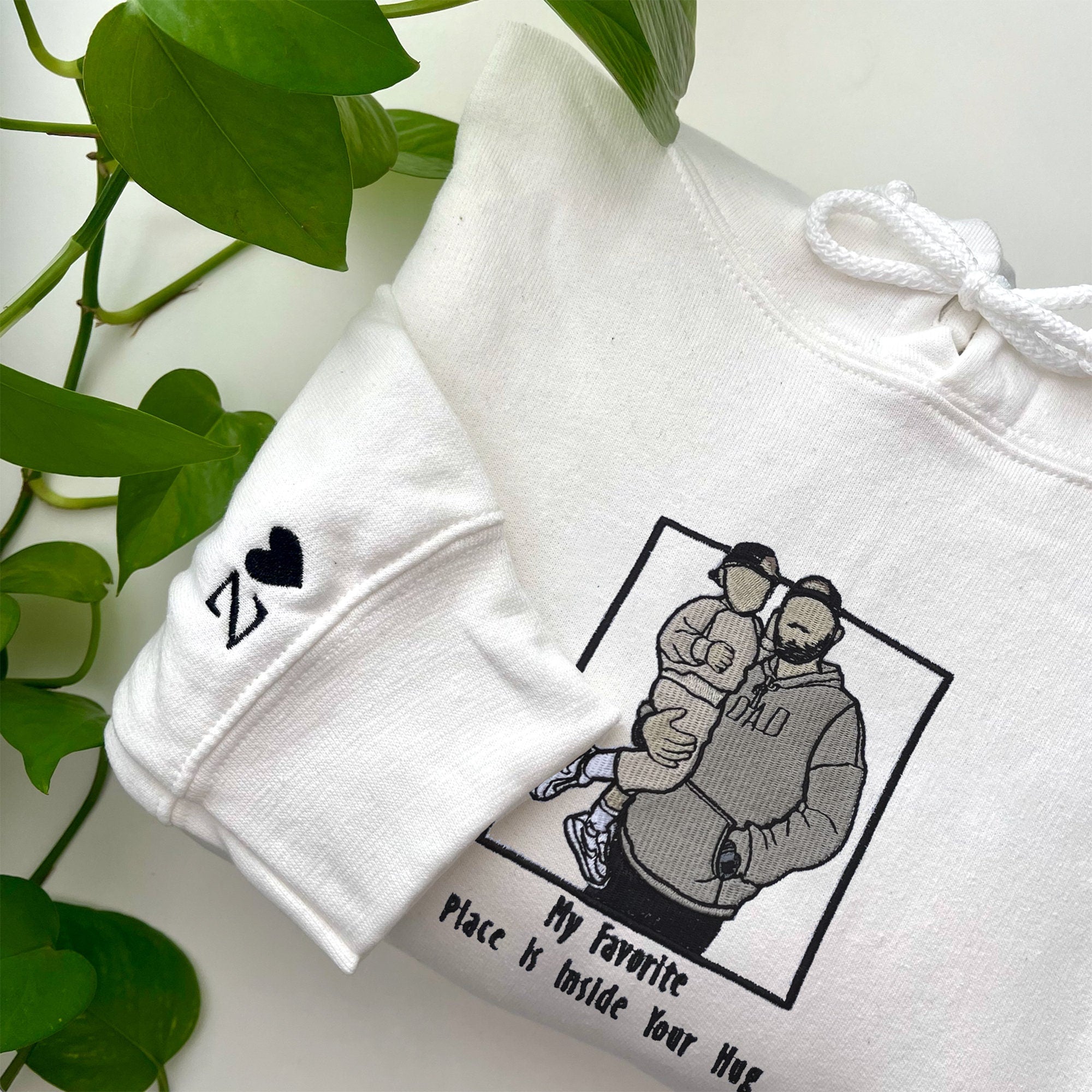 Sudadera con retrato de padre bordado personalizado | Sudadera con capucha personalizada con foto | Sudadera con capucha bordada única para regalo