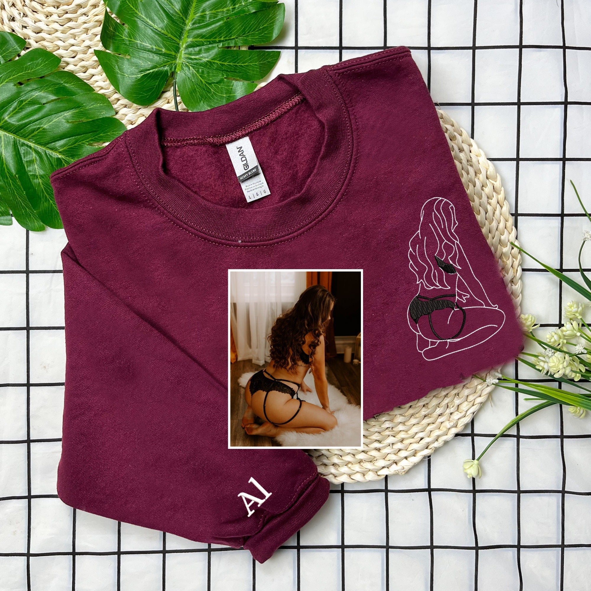 Sudadera personalizada con bordado picante y tu foto, sudadera personalizada para novia con dibujo de foto picante, regalo para él