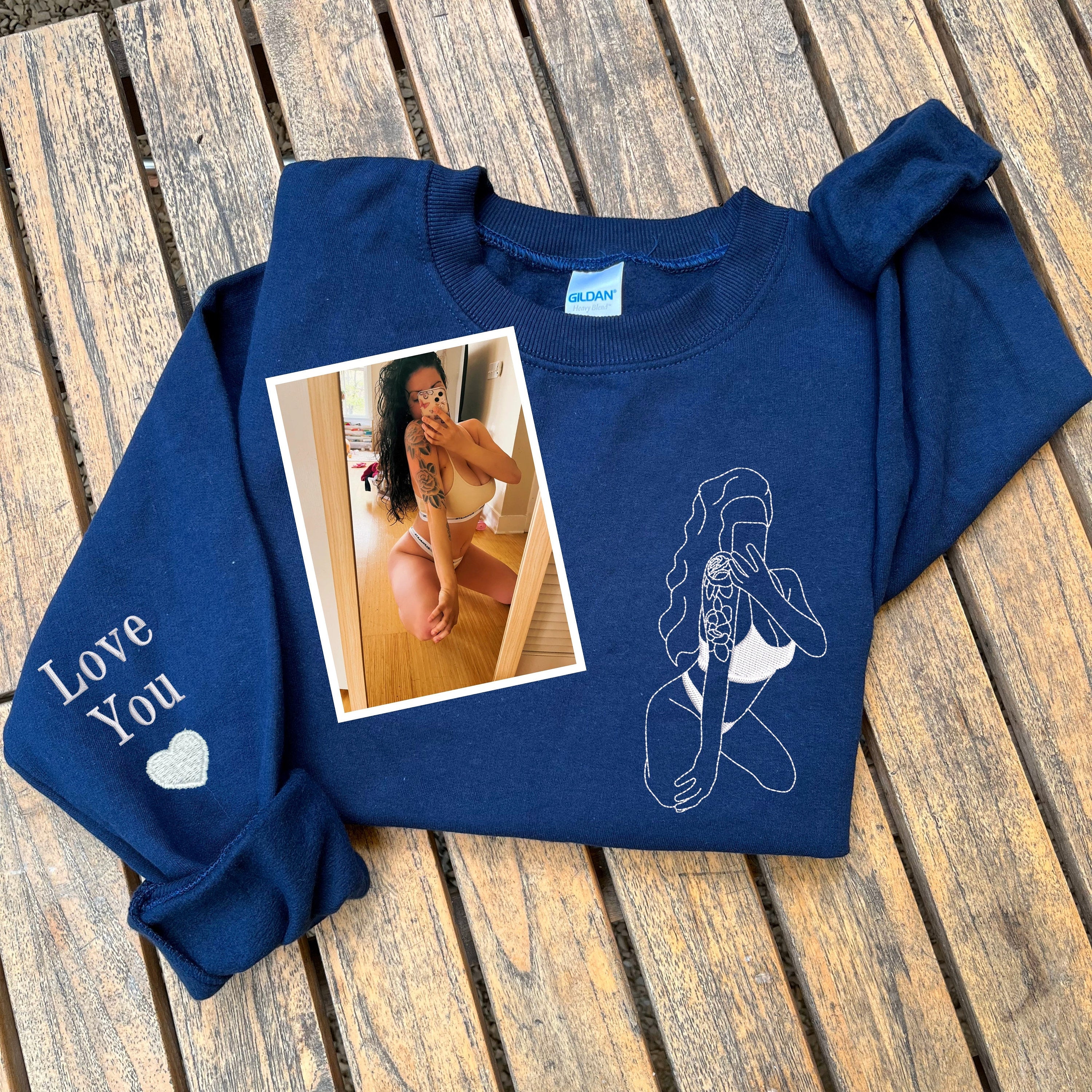 Sudadera personalizada con bordado picante y tu foto, sudadera personalizada para novia con dibujo de foto picante, regalo para él
