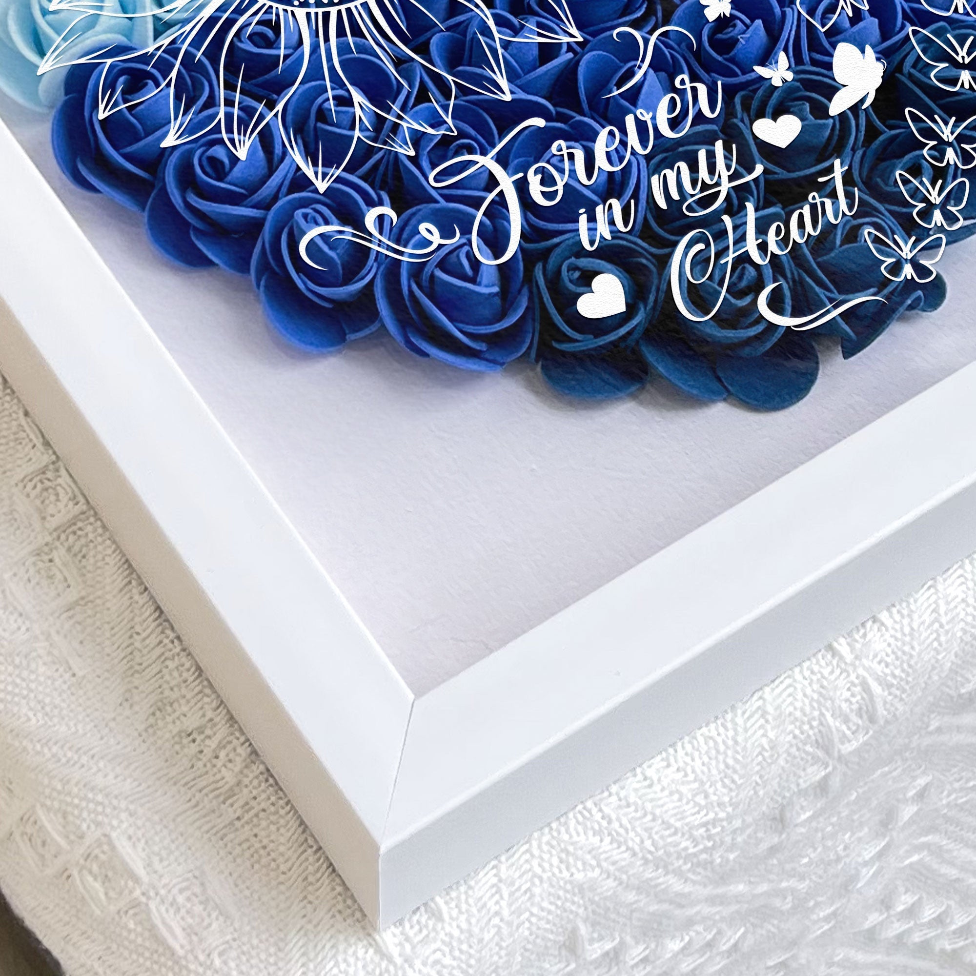 Caja de sombra personalizada con flores, Girasol para siempre en mi corazón Caja de sombra con foto personalizada de flores - Para amantes (Personalizado gratis)