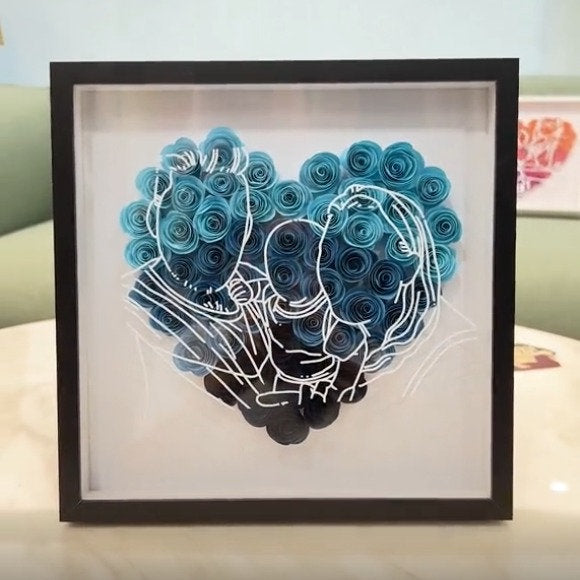 Scatola Ombra con Fiore in Linea Cuore Personalizzata, Il miglior regalo per la famiglia, il fidanzato, la festa della mamma e del papà